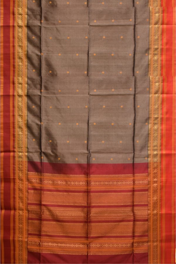 Grey Handloom Silk Cotton Saree K0212021006 3 Full Saree