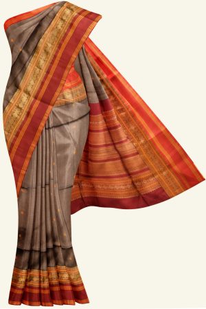 Grey Handloom Silk Cotton Saree K0212021006 5 Saree