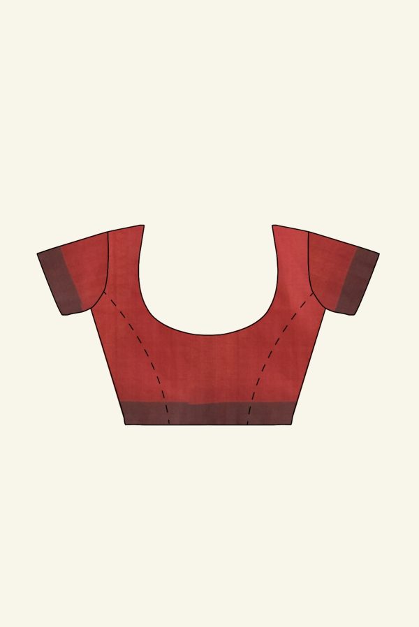 Grey and Maroon Cotton Saree with Thread Work K0128140201 1 Blouse Concept
