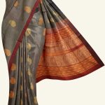 Grey and Maroon Cotton Saree with Thread Work K0128140201 5 Saree