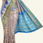 Grey and Rama Blue Handloom Ikat Silk Saree K0186021103 5 Saree