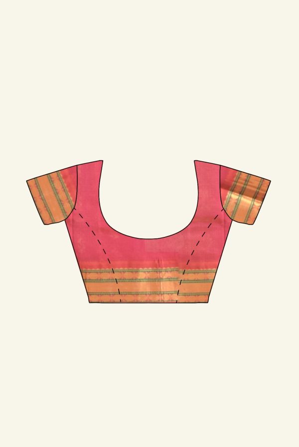 Light Biscuit and Pink Pattur Silk Cotton Saree K0169090201 1 Blouse Concept