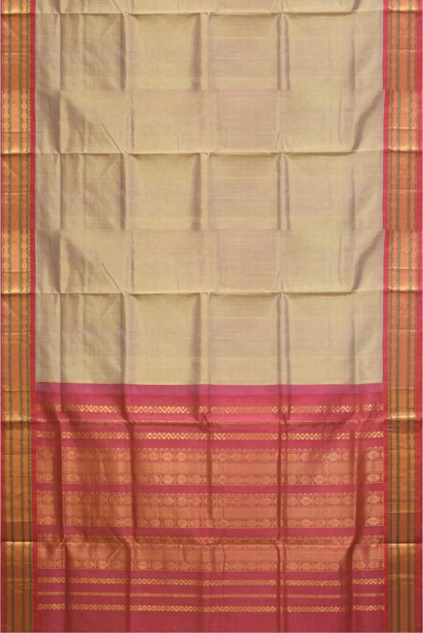 Light Biscuit and Pink Pattur Silk Cotton Saree K0169090201 3 Full Saree