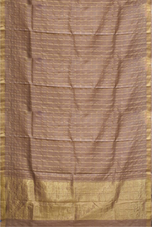Light Chocolatey Brown Pink Khadi Tussar Silk Saree K0217120202 3 Full Saree