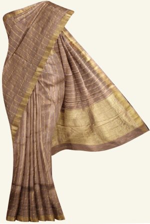 Light Chocolatey Brown Pink Khadi Tussar Silk Saree K0217120202 5 Saree