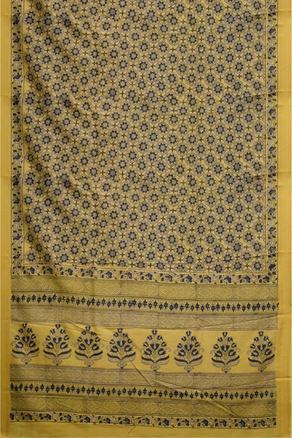 Light Mustard Green Modal Cotton Silk Saree K0208021201 3 Full Saree