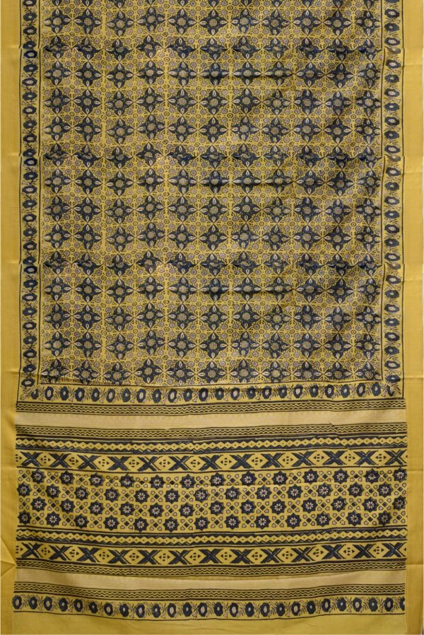 Light Mustard Green Modern Silk Cotton Saree K0208021203 3 Full Saree