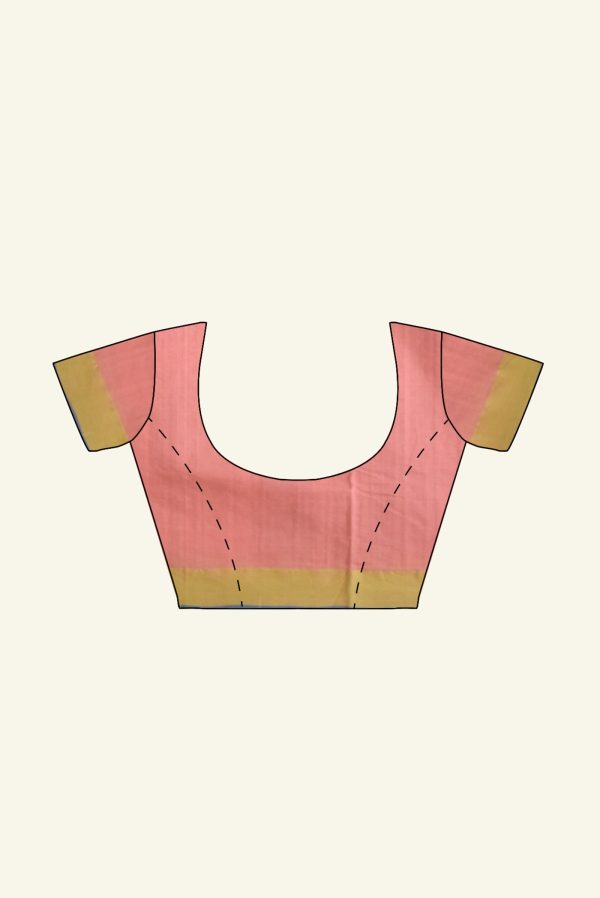 Light Pink and Yellow Handloom Cotton Saree J0459040404 1 Blouse Concept