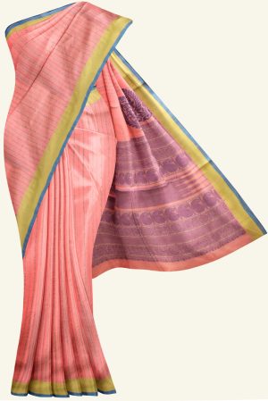 Light Pink and Yellow Handloom Cotton Saree J0459040404 5 Saree
