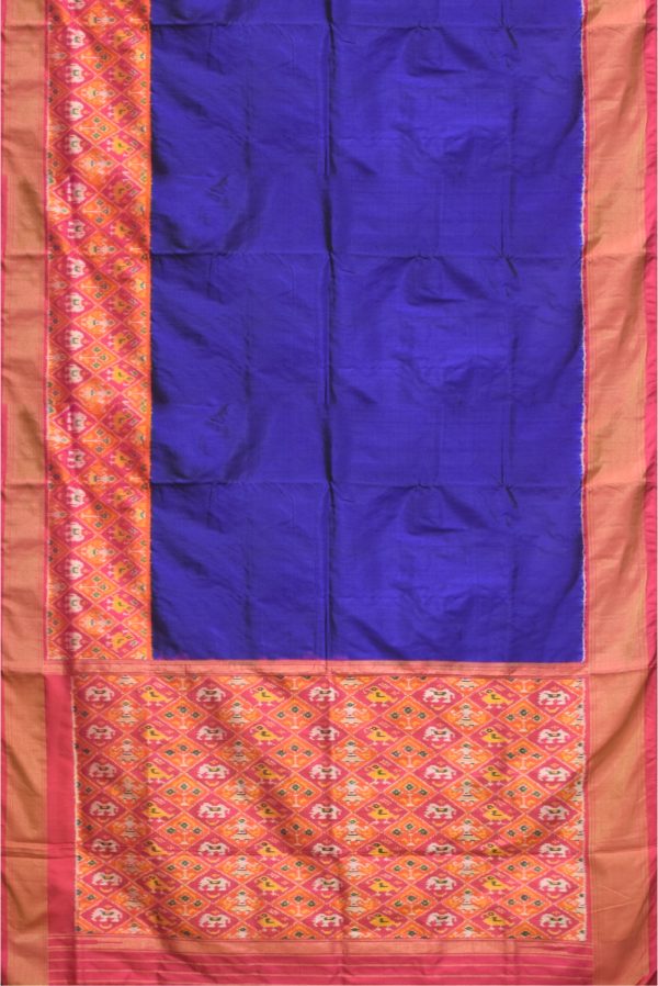 MS Blue and Pink Ikat Silk Saree K0186021104 3 Full Saree