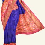 MS Blue and Pink Ikat Silk Saree K0186021104 5 Saree