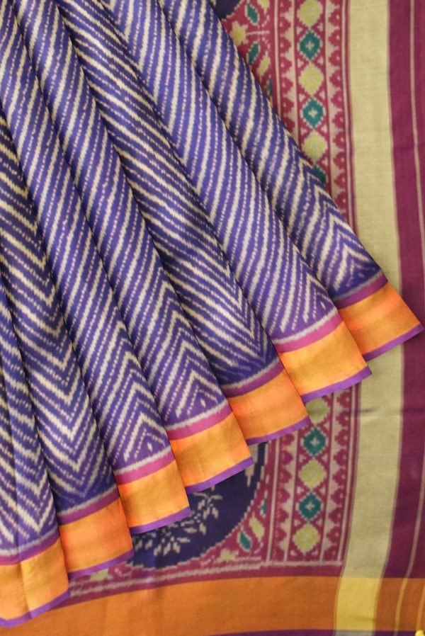 Magenta and Blue Patola Silk Saree K0046012119 4 Pleats and Pallu