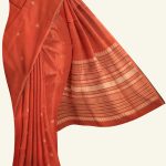 Maroon Handloom Cotton Saree with Green Border K0128030403 5 Saree