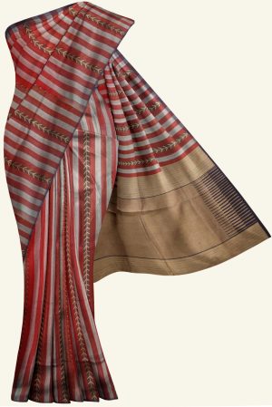 Maroon and Dark Blue Handloom Cotton Saree J0458110706 5 Saree