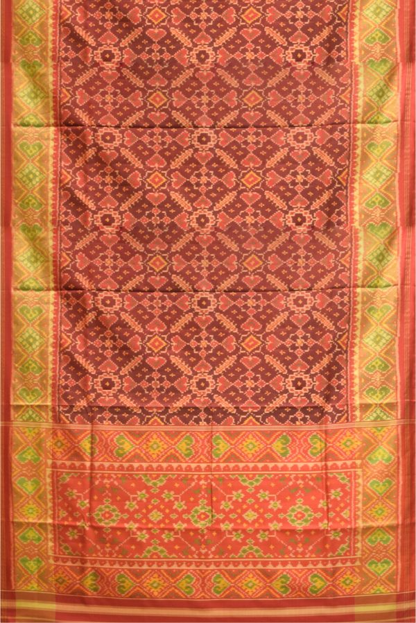 Maroon and Red Handloom Patola Silk Saree K0151020101 3 Full Saree
