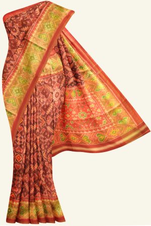 Maroon and Red Handloom Patola Silk Saree K0151020101 5 Saree