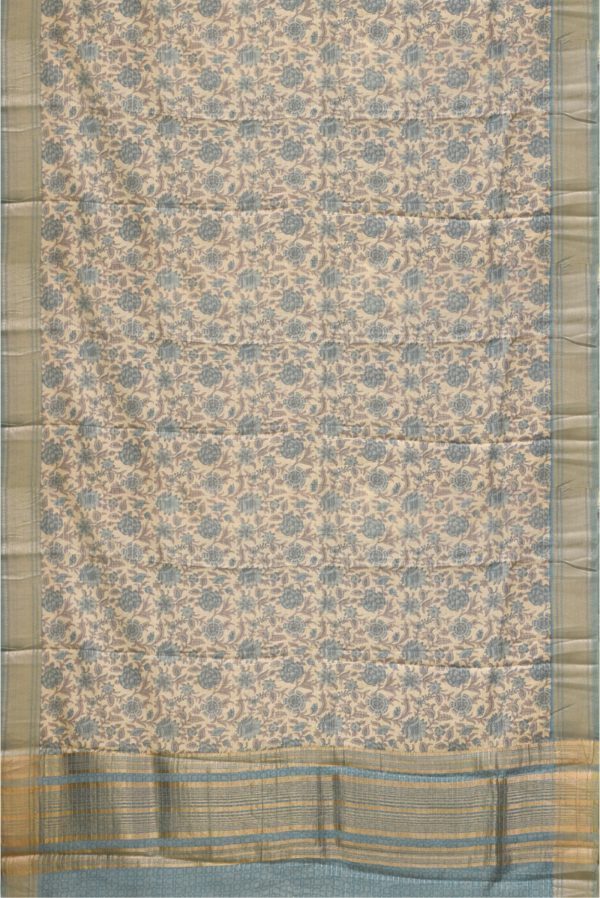 Off White Cotton Silk Saree with Floral Print K0222043727 3 Full Saree