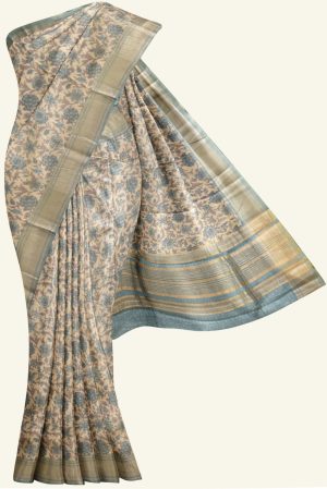 Off White Cotton Silk Saree with Floral Print K0222043727 5 Saree