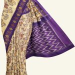 Off White and Purple Patola Handloom Cotton Saree K0183163327 5 Saree