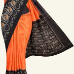 Orange and Black Ikat Handloom Cotton Saree K0183163320 5 Saree