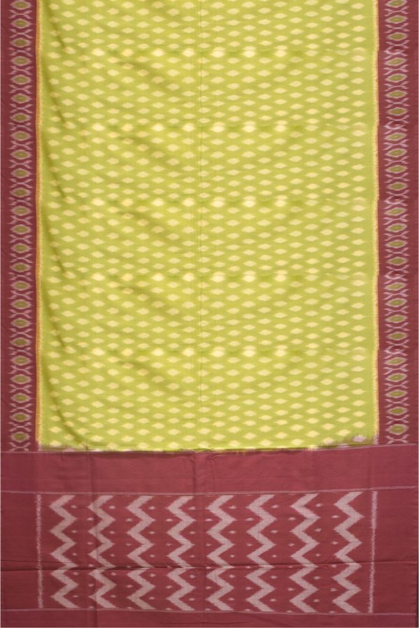 Parrot Green and Maroon Handloom Ikat Cotton Saree K0183163322 3 Full Saree