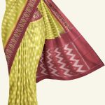 Parrot Green and Maroon Handloom Ikat Cotton Saree K0183163322 5 Saree