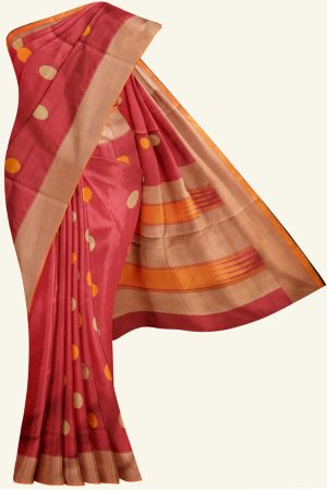 Pink Handloom Cotton Saree with Thread Boota J0260150505 5 Saree
