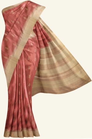 Pink Semi Tussar Silk Saree K0217040201 5 Saree