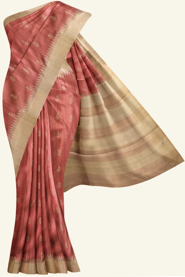 Pink Semi Tussar Silk Saree K0217040201 5 Saree