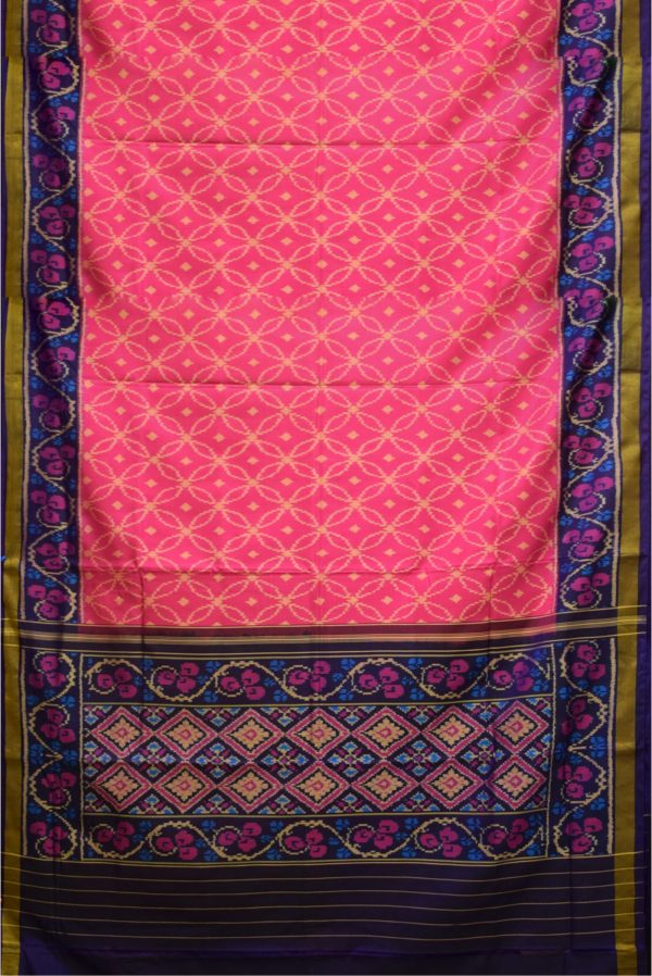 Pink and Purple Patola Silk Saree J0097012111 3 Full Saree