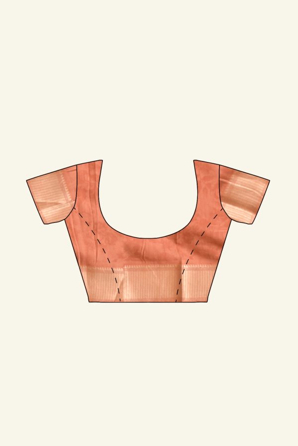 Pinkish Orange Cotton Printed Saree K0200041002 1 Blouse Concept