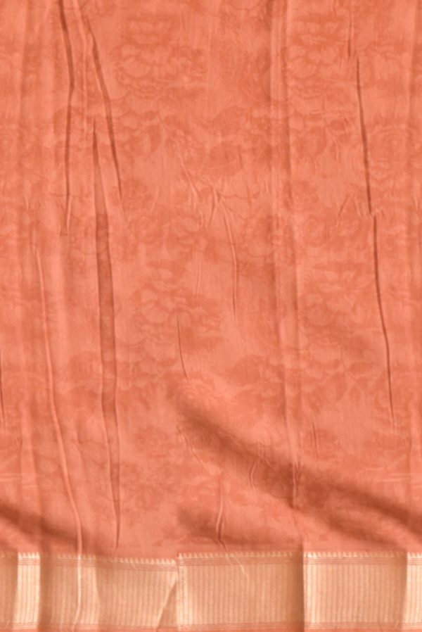 Pinkish Orange Cotton Printed Saree K0200041002 2 Blouse