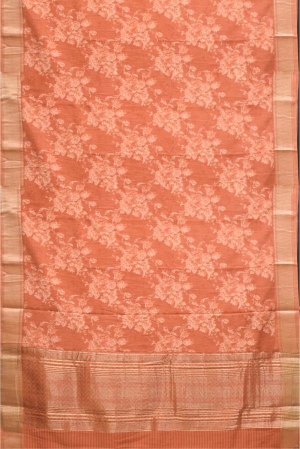 Pinkish Orange Cotton Printed Saree K0200041002 3 Full Saree