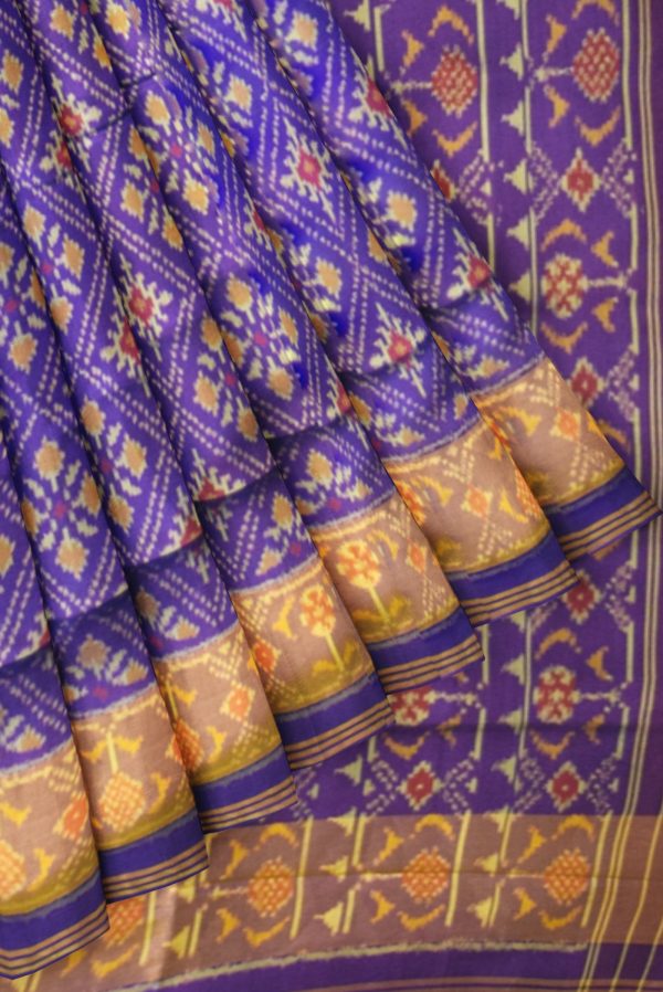 Purple Patola Silk Saree with Self Border K0104010403 4 Pleats and Pallu