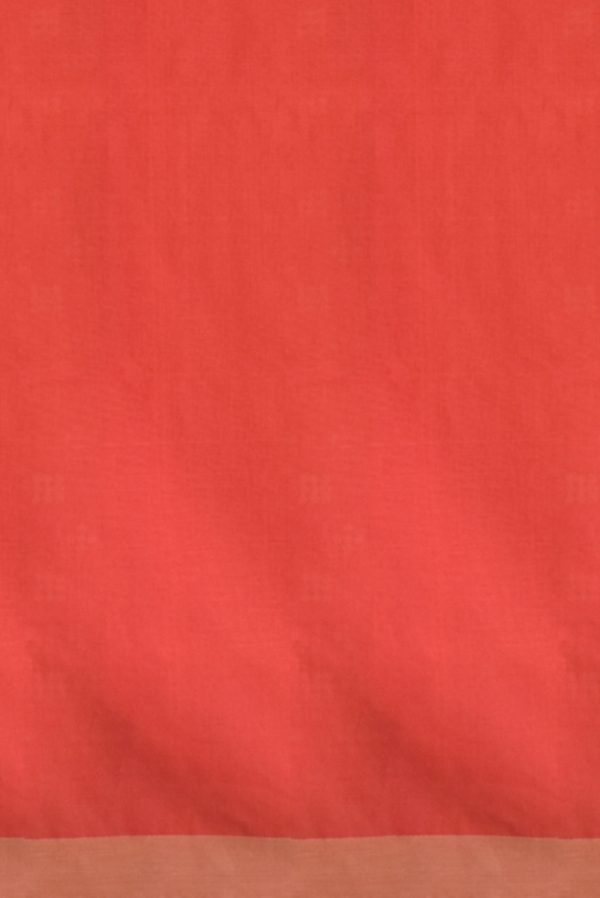 Red Handloom Cotton Saree with Self Checks K0129060101 2 Blouse