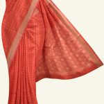Red Handloom Cotton Saree with Self Checks K0129060101 5 Saree