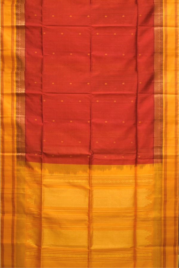 Red Silk Cotton Handloom Saree K0212021007 3 Full Saree