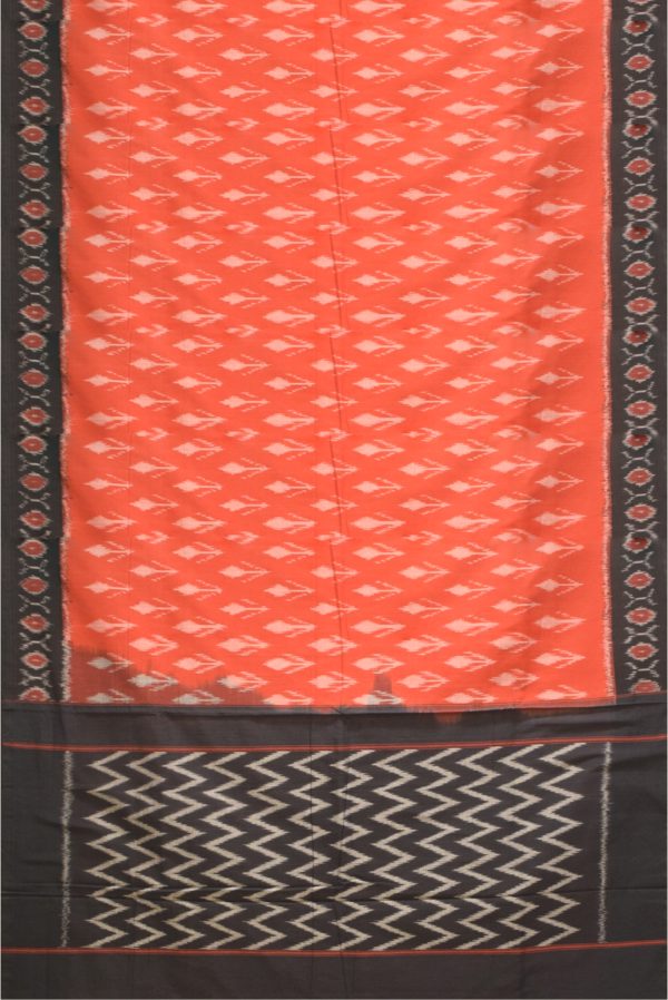Red and Black Ikat Cotton Saree K0183163323 3 Full Saree