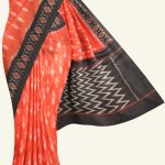 Red and Black Ikat Cotton Saree K0183163323 5 Saree