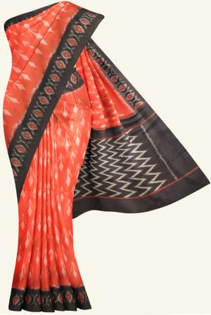 Red and Black Ikat Cotton Saree K0183163323 5 Saree