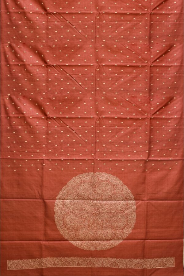 Reddish Maroon Light Tussar Silk Saree K0226011005 3 Full Saree