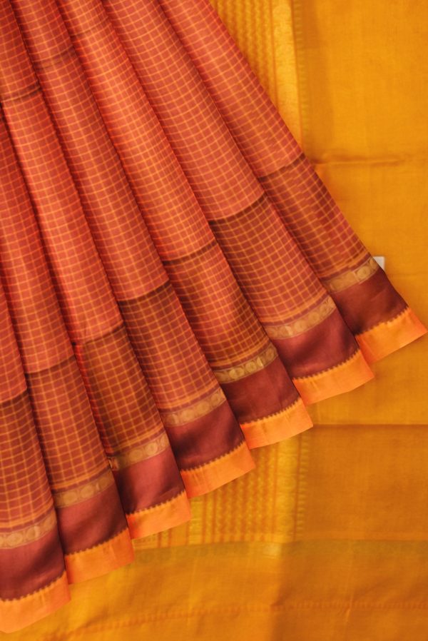 Rustic Light Mustard Handloom Silk Cotton Saree K0183130201 4 Pleats and Pallu