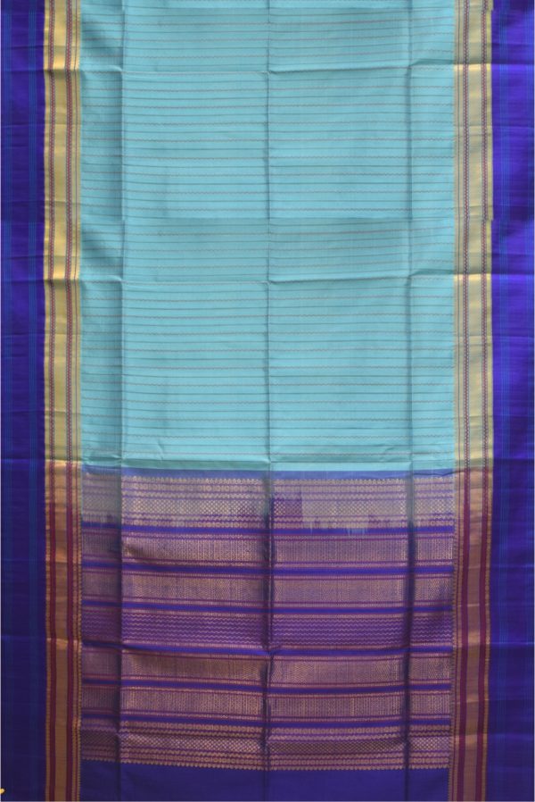 Sky Blue Handloom Silk Cotton Saree K0212021009 3 Full Saree
